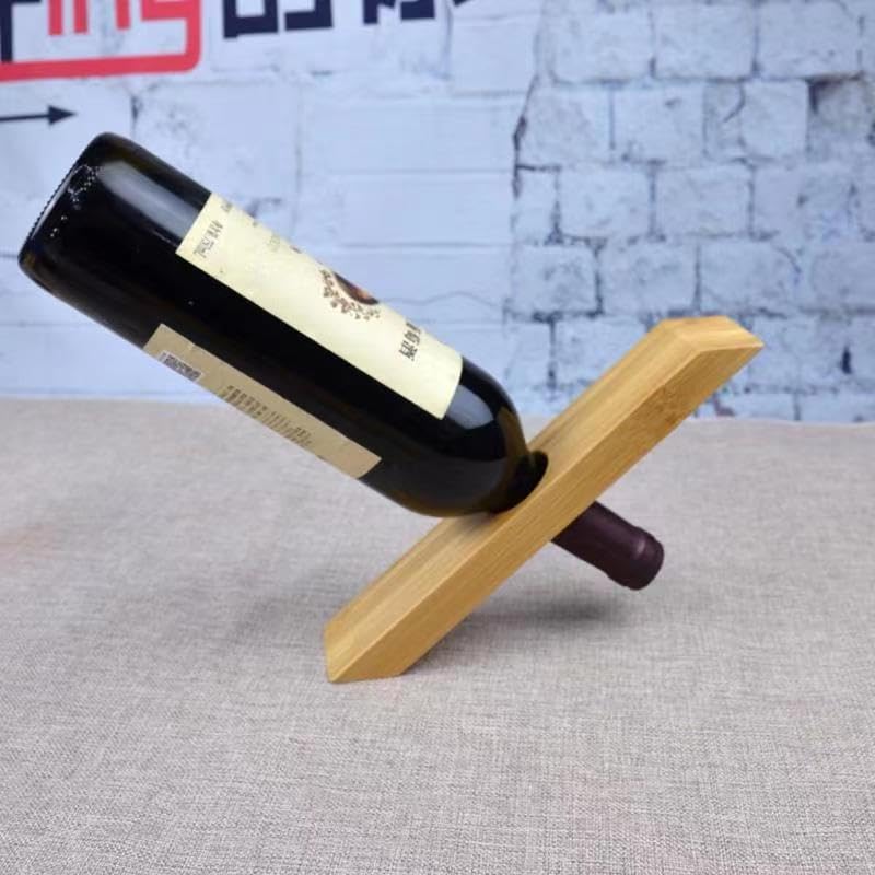 Somonka-L 2Pcs Wine Bottle Holder, Personalized Single Wine Bottle Holder Stand Display Table Top Wine Rack Bamboo Self Balancing Countertop Wine Holders Organizer for Dining Table Somonka-L