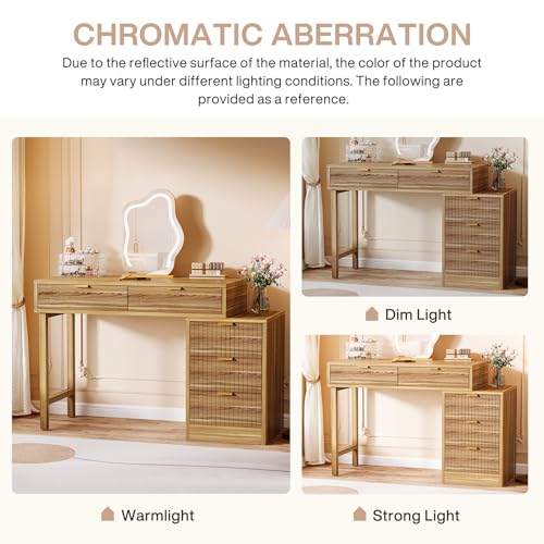 Tribesigns Makeup Vanity Desk with 5 Drawers, Modern Small Dressing Desk with Storage, Wood Make Up Table for Bedroom, Narrow Space (Without Mirror), Walnut Brown Tribesigns