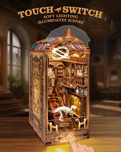 Quanquer DIY Book Nook Kit:DIY Dollhouse Booknook with LED Light - 3D Wooden Puzzle Miniature House Kits - Creative DIY Crafts for Adults - Bookshelf Insert Decor - Gifts Friends Festival(Museum)