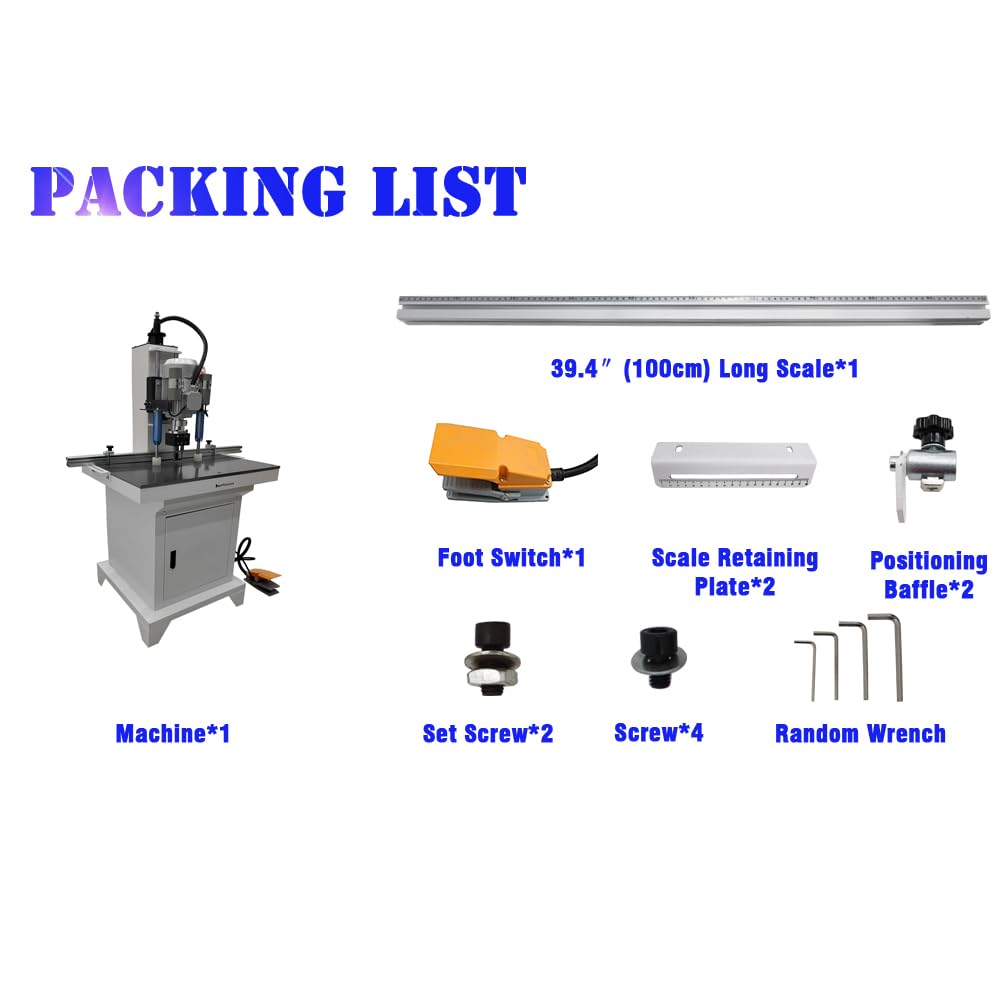 Banfluxion 110V Woodworking Hinge Drilling Machine Single Head Pneumatic Hinge Boring Insertion Machine Hinge Boring Drill Press Machine for Drilling Processing of Doors, Cabinets, 2880r/min Banfluxion