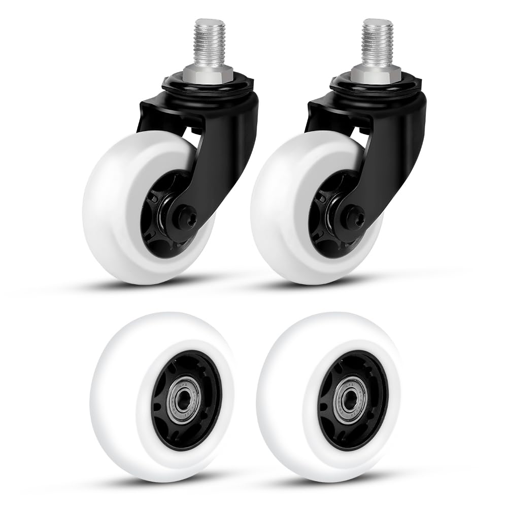 FVRITO 2 Pack Complete Caster Wheels Assembly for Razor Crazy Cart, with Extra 2 Front Rear Premium 76mm x 30mm Replacement Wheels for Crazy Cart CC DLX XL 360 Drifting Go Cart Kart Parts Accessories FVRITO
