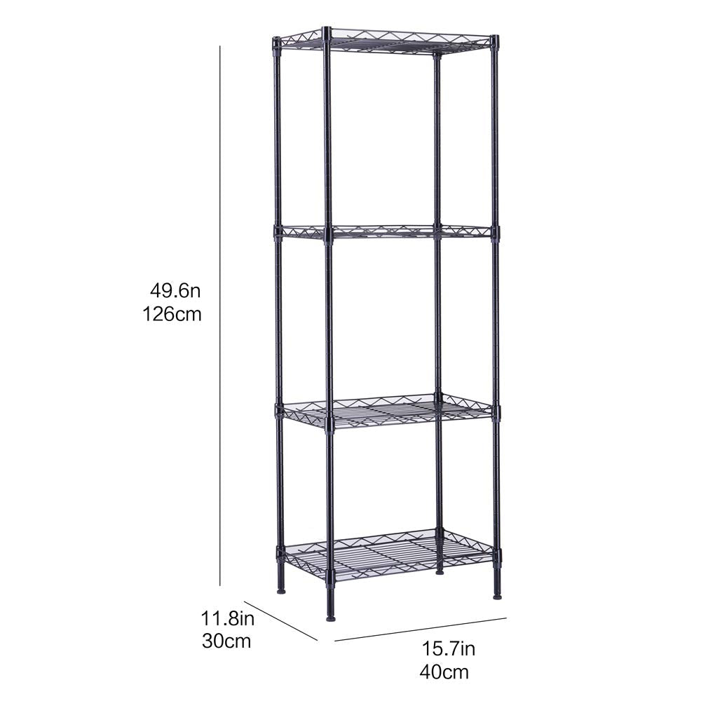 Shyneer 4-Tier Wire Shelving Unit Metal Storage Rack,4-Shelf Shelving Unit, Steel Wire Shelves, Shelving Units and Storage for Kitchen and Garage (17.72 x 11.81 x 49.6'') Black Shyneer
