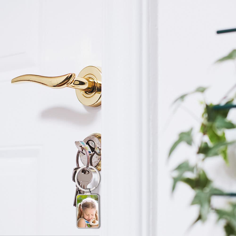 ZUYYON 10 Pcs Sublimation Blank Keychain Metal Heat Transfer Keychain with Key Rings Blank Key Chain Pendant for DIY Craft Supplies(Rectangle) ZUYYON