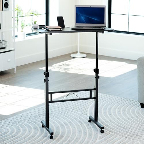 VIVO Mobile 32 x 16 inch Computer Workstation, Standing Portable Desk with Wheels for Laptop Work, Home Office, Black, CART-V02A VIVO