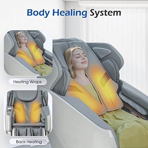 Massage Chairs with AI Voice, App Control SL Track Zero Gravity Full Body Massage Recliner Gray WoodArtSupply