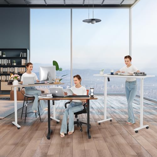 Legooin Electric Standing Desk, 55x24in Adjustable Height Computer Desk with Wheels, Sit-Stand Desk with Charging Station, 2 USB Ports, 3 Power Outlets, Spacious Workstation for Home Office(Black) Legooin