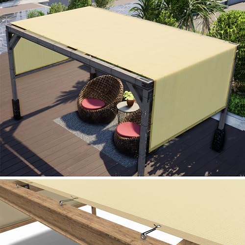 ColourTree 12' x 14' Beige Pergola Sun Shade Canopy Replacement Cover UPF50, Commercial Grade 260 GSM Cloth for Outdoor Patio, Garden, Deck, Backyard (We Make Custom Size) ColourTree