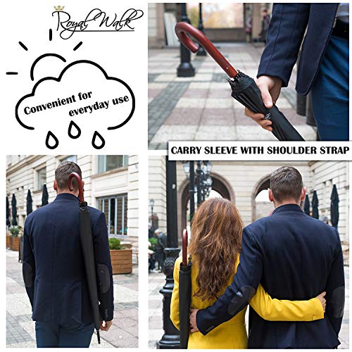 Royal Walk Large Umbrella for 2 Persons - 54 Inch Automatic Open, Wind Resistant, Fast Drying, Strong 16 Ribs, Travel 120cm Royal Walk