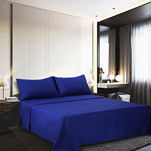 Best Season 3 Piece Bed Sheet Set (Twin,Royal Blue) 1 Flat Sheet,1 Fitted Sheet and 1 Pillow Cases,Super Soft Brushed Microfiber 1800 Luxury Bedding,Deep Pockets &Wrinkle,Fade Resistant Best Season