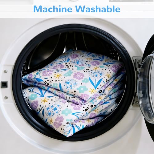 Viviland 3 Pieces Girls Purple Floral Twin Sheet Set - Soft Microfiber Fitted Flat Sheets & Pillowcase - Purple Colorful Flower Print Bedding Sets - for Kids & Toddlers Viviland