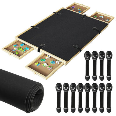 2 PCS Black Puzzle Board Cover Mat 34x26 Inch Jigsaw Puzzle Table Cover mat with Locking Buckles for 1500 Piece Jigsaw Puzzle Table Puzzle Table Replace Cover (Cover mat only)