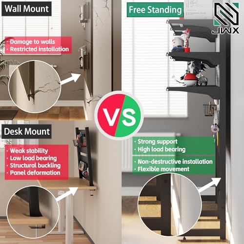 JWX DDB Gaming Pegboard Standing Shelf Units, Modular Pegboard and Shelf System with 15 Pieces Organizer Tool Holders JWX