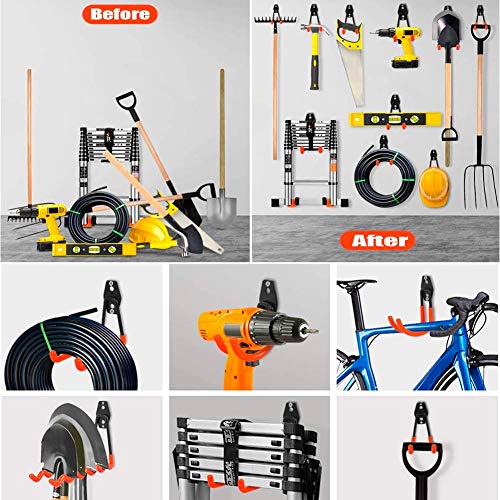 TORACK Garage Hooks Heavy Duty, 15 Pack Wall Mount Steel Utility Hooks&Hangers, Anti-Slip Rubber Coated, Garage Storage Organizer for Garden Tools, Power Tools, Ladders, Brooms, Bikes, Bulk Items TORACK