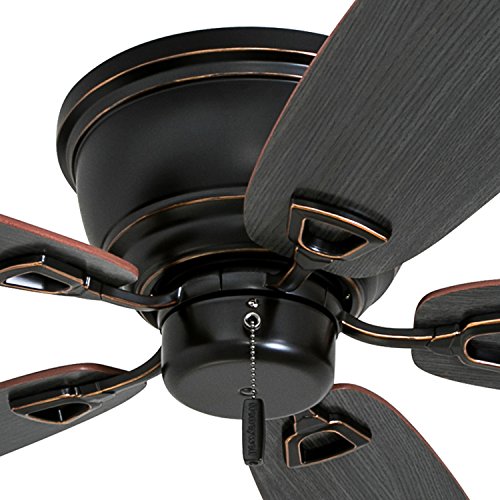 Honeywell Ceiling Fans Glen Alden, 52 inch Classic Flush Mount Indoor Ceiling Fan with No Light, Pull Chain, Quick-2-Hang Dual Finish Blades, Reversible Motor - 50516-01 (Oil Rubbed Bronze) Honeywell Ceiling Fans
