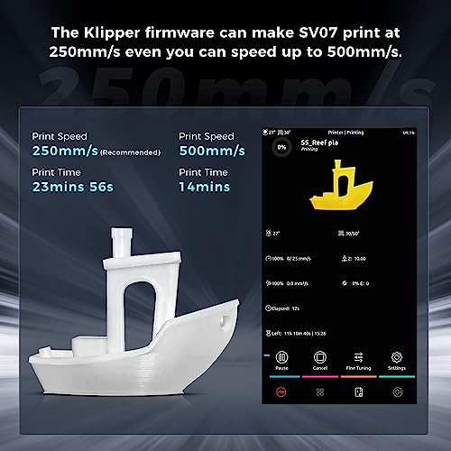 Sovol SV07 3D Printer with Klipper 5 inch Touch Screen, Max Print Speed 500mm/s, 300℃ High Temp All Metal Hotend Planetary Direct Drive Auto Leveling Meanwell Power Supply Print Size 8.66x8.66x9.84in Sovol