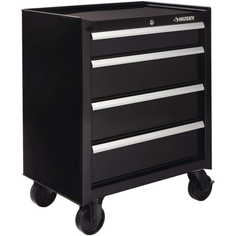 Husky 26 in. W 4-Drawer Rolling Cabinet Tool Box Chest in Gloss Black cakuuma