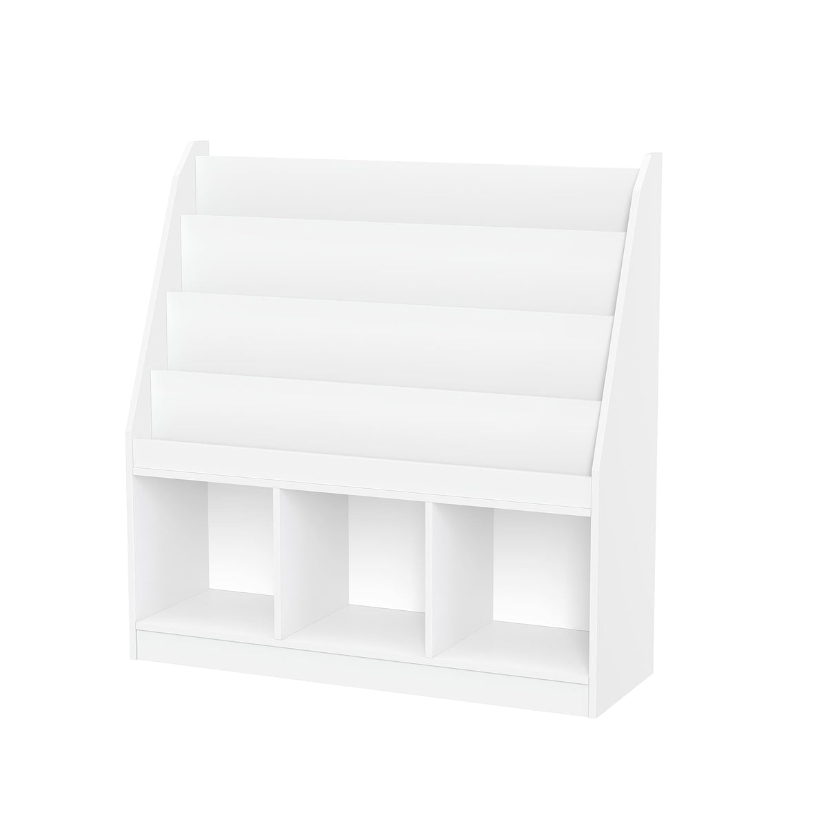 RiverRidge Kids 4 shelves Three Cubbies Bookrack, White (02-251), 11.81"D x 35"W x 36"H RiverRidge