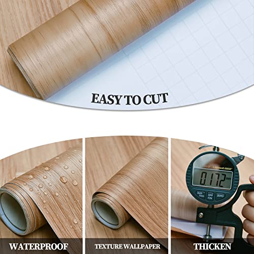 Wood Contact Paper Wood Wallpaper Peel and Stick Wallpaper Light Wood Grain Contact Paper for Cabinets Wood Look Contact Paper Self Adhesive Removable Wallpaper Waterproof Vinyl Wallpaper 15.7“×118“ Sevalo