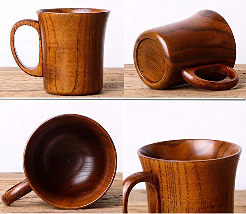 Handmade Wooden Coffee Cup Tea Cups Drinking Wood Mug with Handle for Beer/Coffee/Milk (Typ 2) HomeImpel