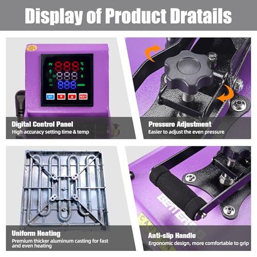 BetterSub Heat Press Machine 15x15 Inch, Digital Slide Out Drawer Heat Press for T-Shirts, 1000W Heat Press Machine for DTF, Sublimation, HTV Transfers, with LCD Control Panel & Pressure Adjustment BetterSub