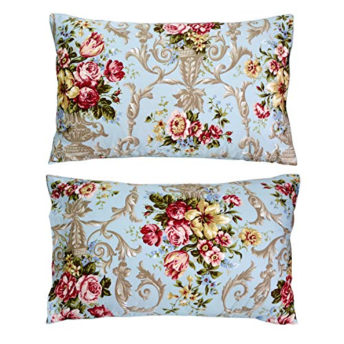 FADFAY Shabby Floral Bedding Elegant Peony Sheets Set Luxury Bedding Collections 800 Thread Count 100% Egyptian Cotton Deep Pocket, 4 Piece-Twin XL Size FADFAY