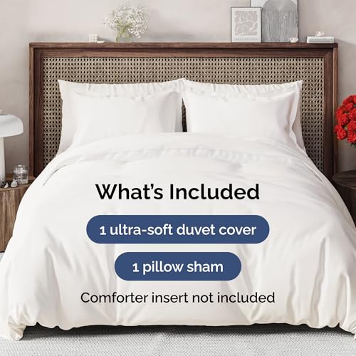 Duvet Cover Twin/Twin XL Size - Extra Soft Twin/Twin XL Size Duvet Cover - Lightweight, Breathable & Fade Free w/Zipper Closures & Ties - 68" x 90" Inches - (Antique White) Comforter Not Included CGK Unlimited