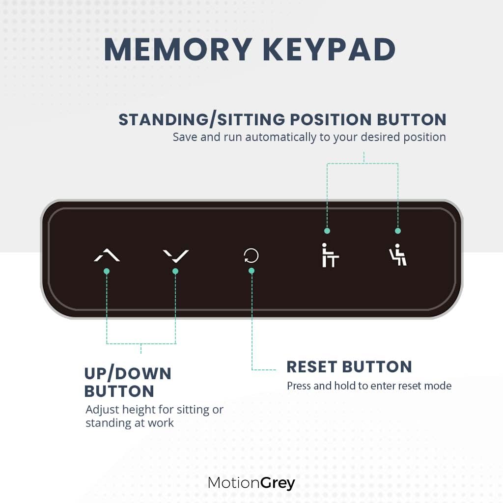 MOTIONGREY - Electric Motor Height Adjustable Standing Desk, Ergonomic Stand Up Desk, Adjustable Computer Sit Stand Desk Stand (Black + Black, 55 Inch) MOTIONGREY