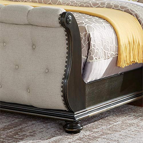 BOWERY HILL Traditional Multi-Step Molasses King Wood 6-Piece Sleigh Bedroom Set BOWERY HILL