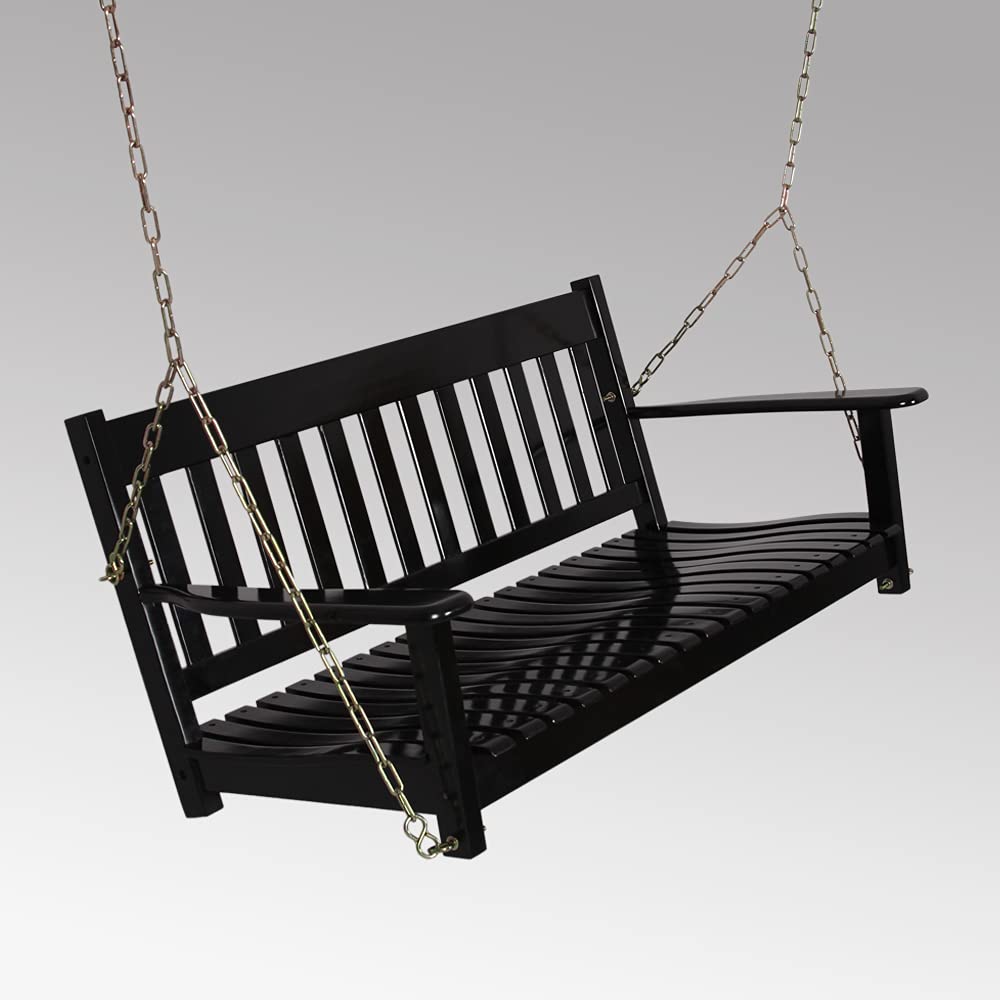 Cambridge Casual Solid Wood Bentley Porch Swing, Black Cambridge Casual