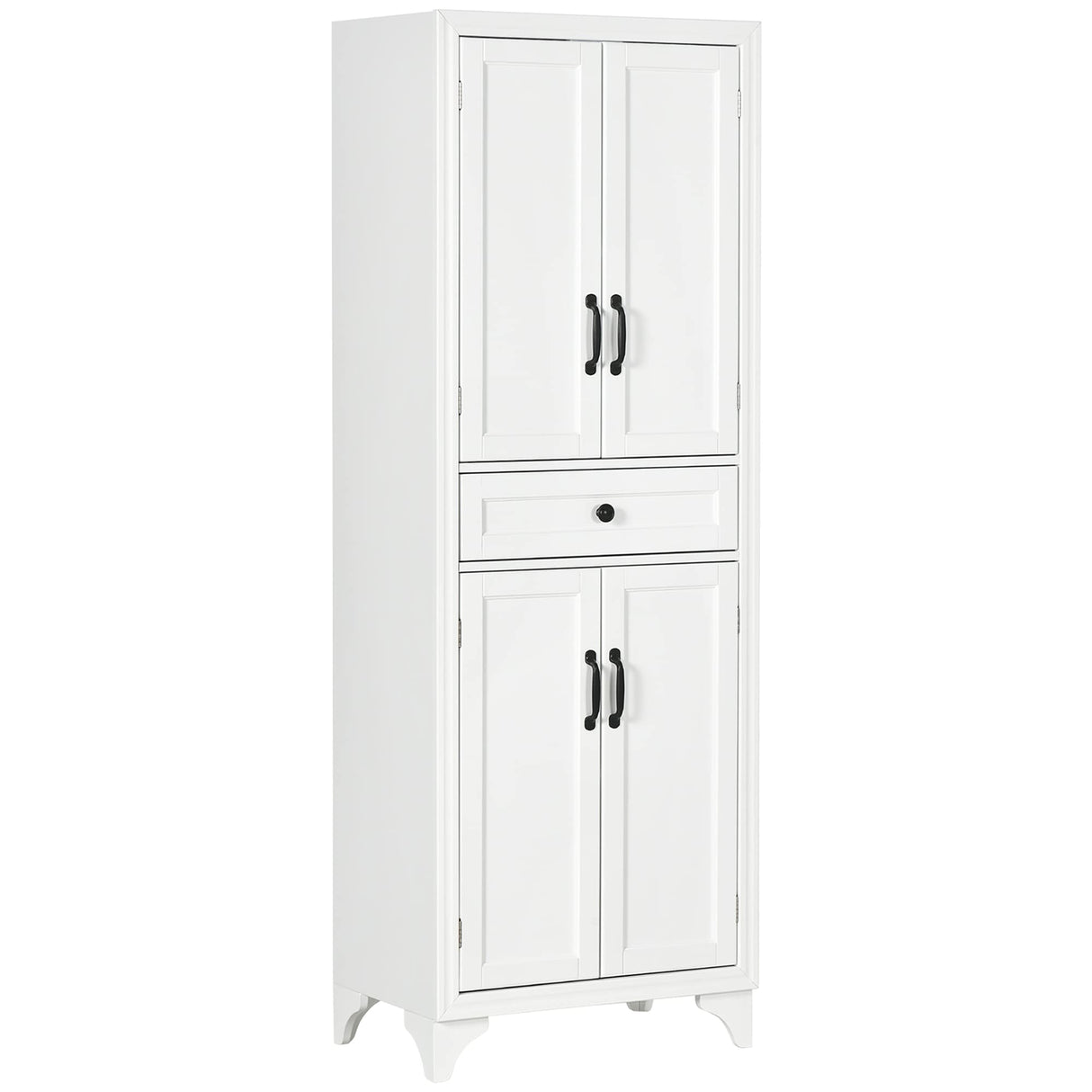 HOMCOM 67" Tall Freestanding Kitchen Pantry Cabinet, 4-Door Storage Cabinet with Drawer and Adjustable Shelves for Dining Room, White HOMCOM