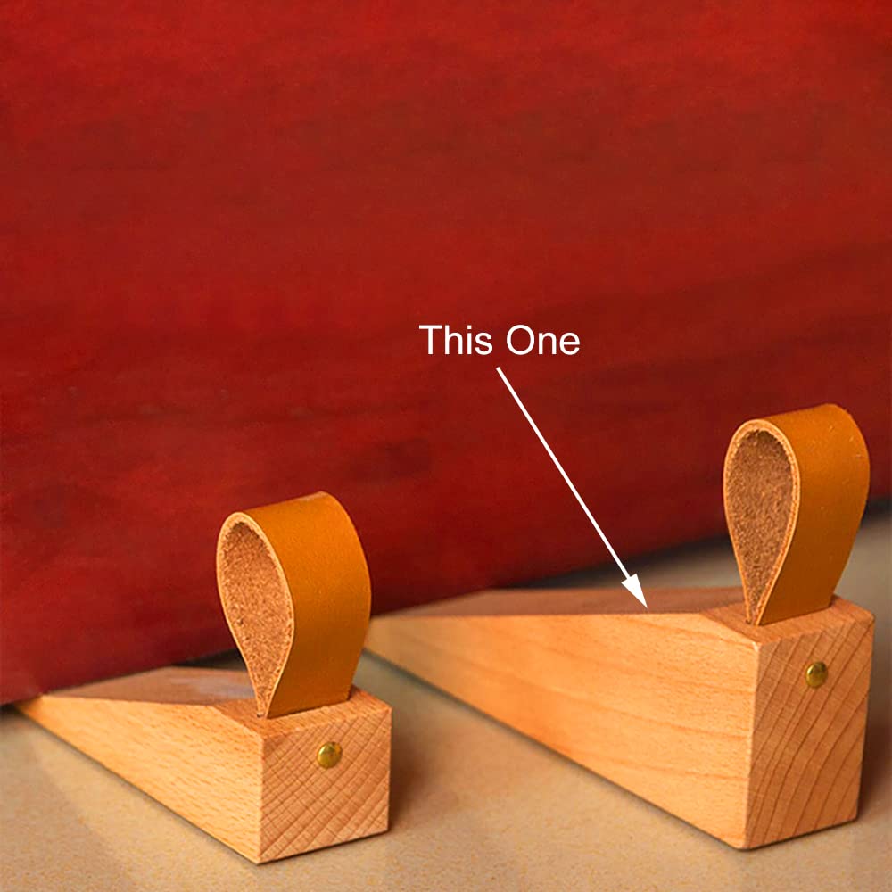 Wood Door Stopper, Solid Wooden Non-Slip Door Wedges, Sturdy and Durable Door Stop Wedge, Door Stopper Fit for Door Bottom Seam (0.2" - 1.3") 1 Pack e-Times