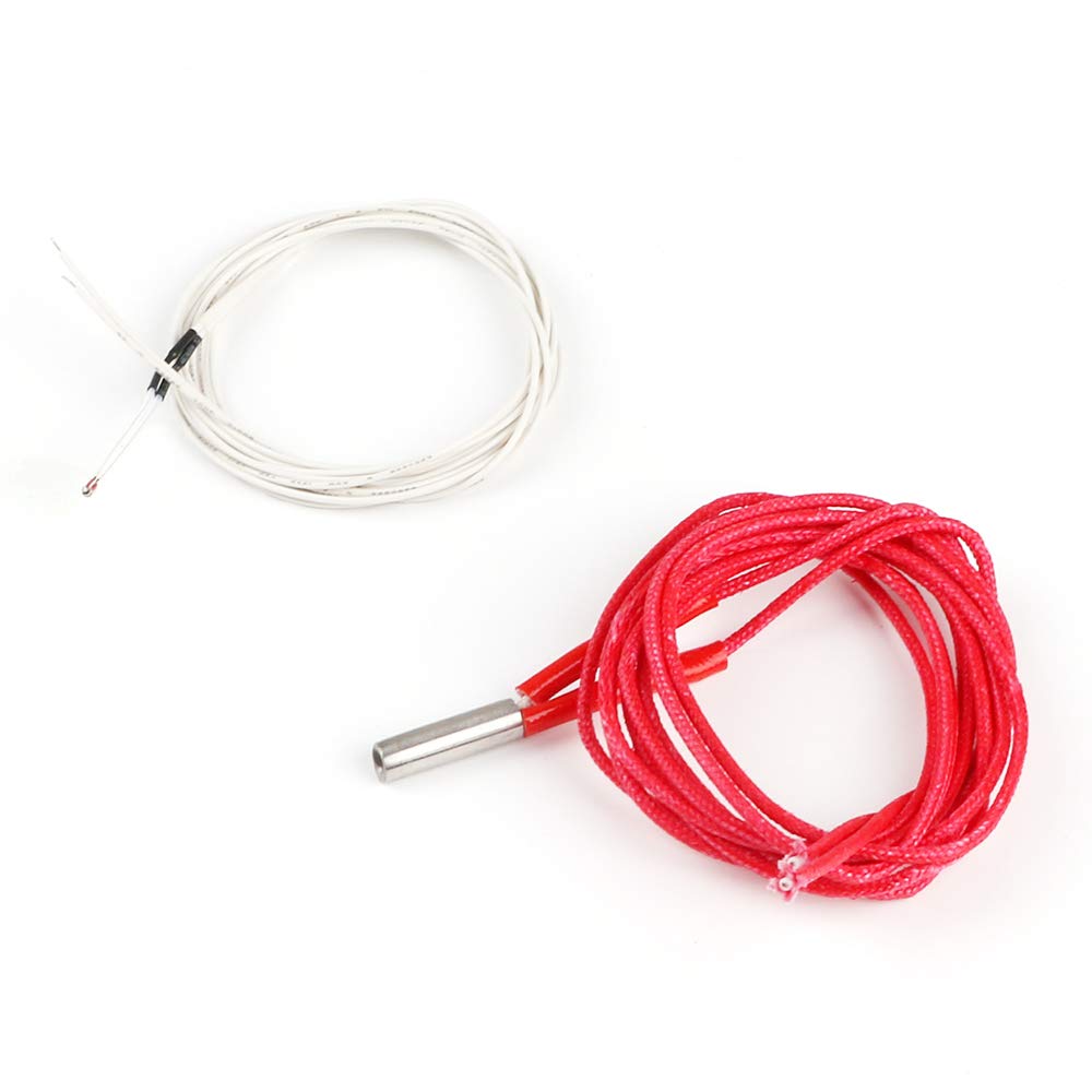 MakerHawk 5pcs Aluminum Heater Block for MK7 / MK8 3D Printer and 5pcs NTC 3950 100K Thermistor with 1 Meter Wiring and 5pcs 12V 40W 620 Ceramic Cartridge Heater for 3D Printer MakerHawk