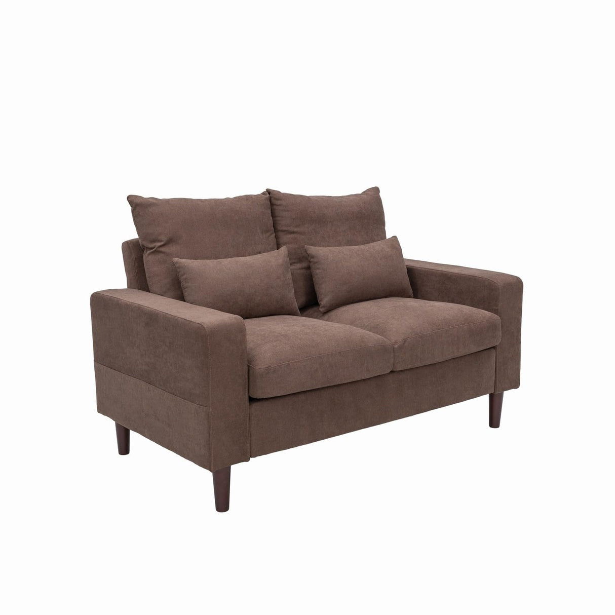 Panana Modern Sofa 54.5" Loveseat Couch with Cushion Back and Arms, 2 Seater Sold Wood Legs Sofa (Brown Linen, Track arm) Panana