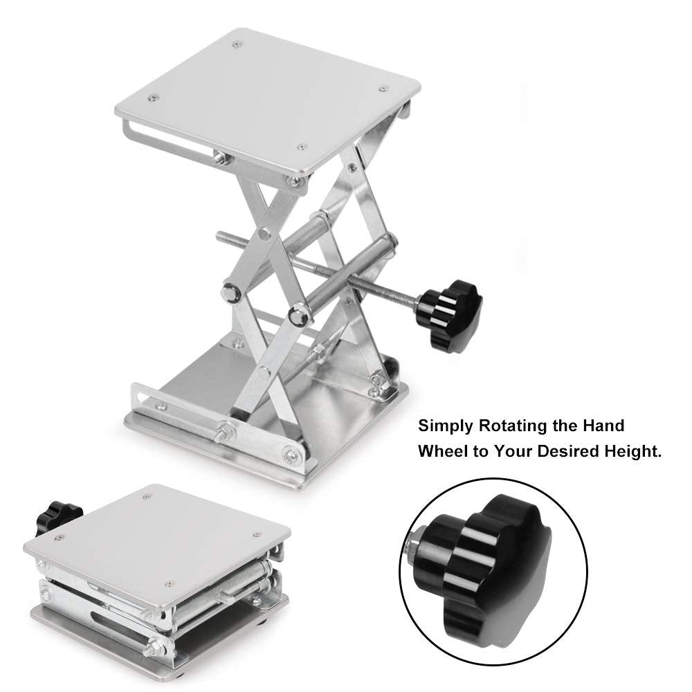 stonylab 6 x 6 inch Lab Scissors Jack, 150 x 150mm Stainless Steel Laboratory Support Jack Platform Lab Lift Stand Table, Expandable Lift Height Range from 75mm to 260mm, Support Weight 10KG stonylab