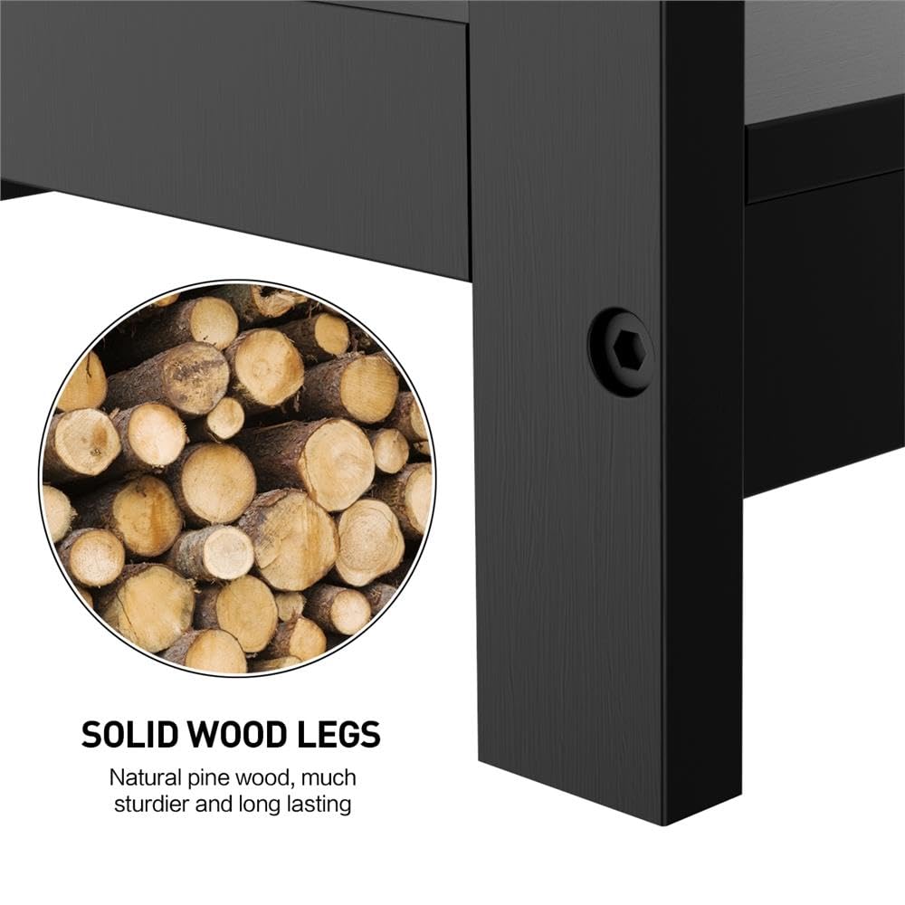 Yaheetech Console Table for Entryway, 2 Tier Entryway Table Bookshelf Accent Table w/Storage Shelf Living Room Entry Hall Foyer Table Furniture, Black,X-Design Yaheetech