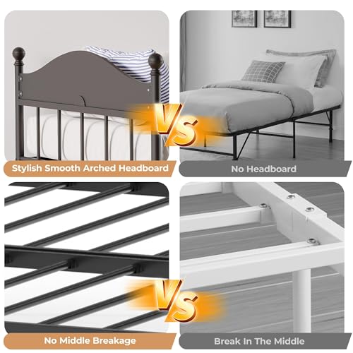 Daybed with Trundle, Metal Twin Size Day Bed with Stylish Headboard, Sofa BedFrame with Pop Up Foldable Trundle Bed, Heavy Duty Steel Slats Platform for Living Room, Bedroom and Guest Room, Black IDEALHOUSE