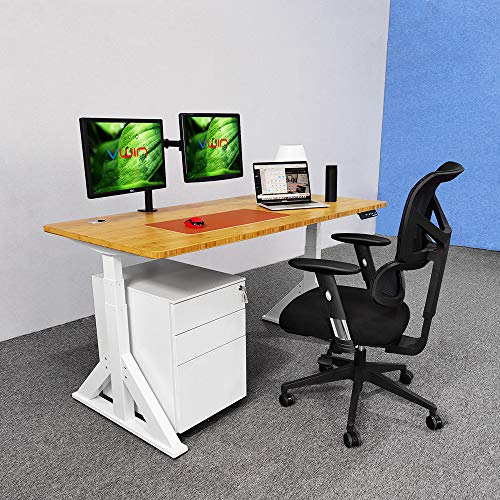 VWINDESK VJ205 Electric Height Adjustable Sitting Standing Desk Frame Sit Stand - Dual Motors 3 Stages Motorized Desk Base Only, White VWINDESK