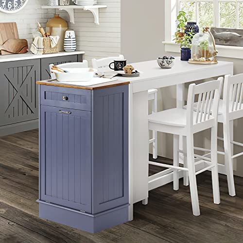 LOUVIXA Tilt Out Trash Can Cabinet, Blue, 10 Gallon Capacity, Wood Material, Dimensions 20.4"L x 13.5"W x 35.4"H LOUVIXA