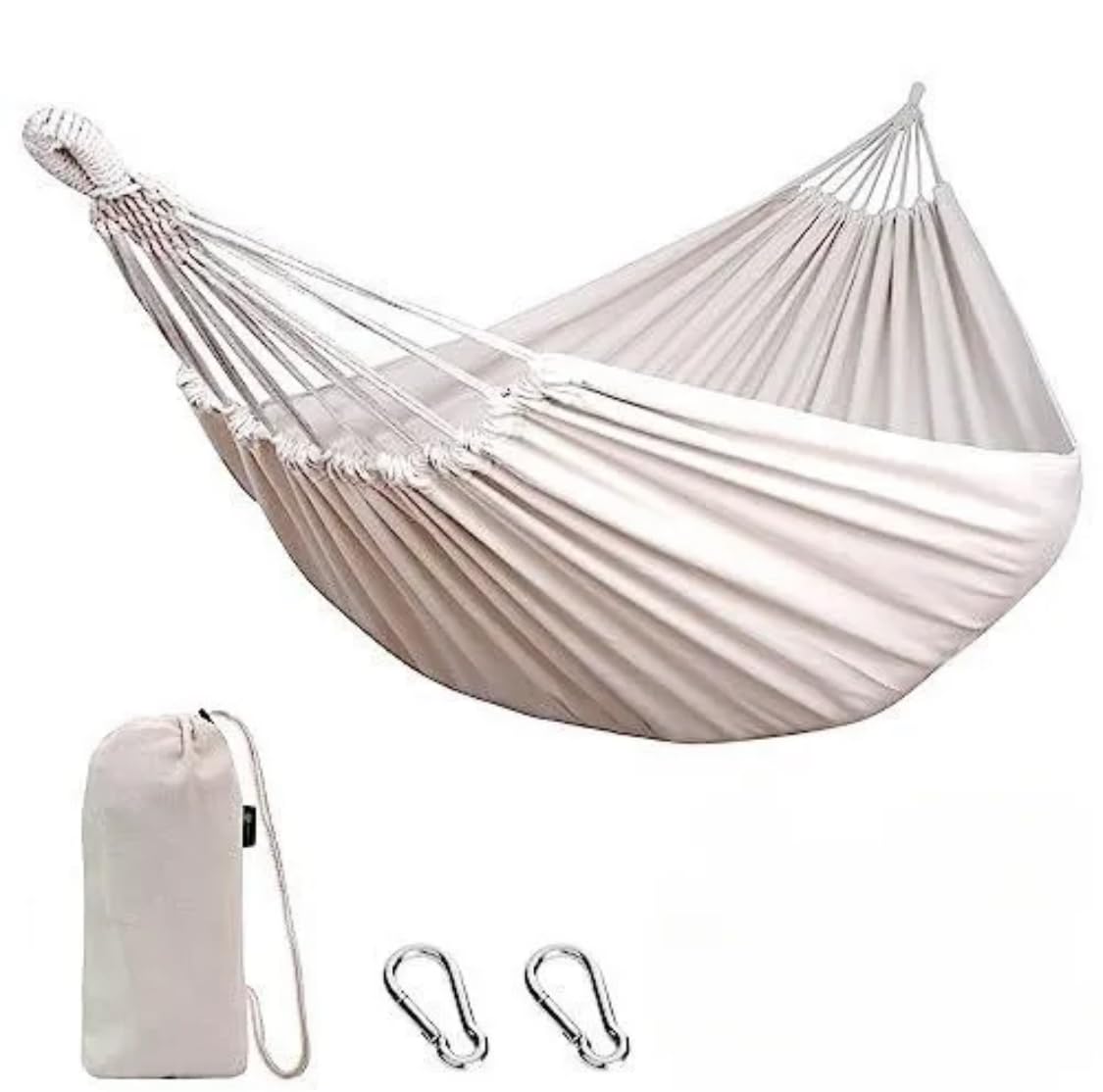 Double Cotton Hammock! Soft, Breathable, and Easy to Carry! Perfect for Relaxing by The Water, at The Park, or in Your Backyard!!! Indoors or Outdoors! Large Size! 2 Carabiners Included for Safety : Generic