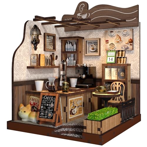 Soothee DIY Miniature Kit - 3D Puzzles for Adults & Teens, Book Nooks and Model Building Kits for Bookshelf Decor, Relaxing Craft & Unique Gift for Craft Lovers (Country Cafe)