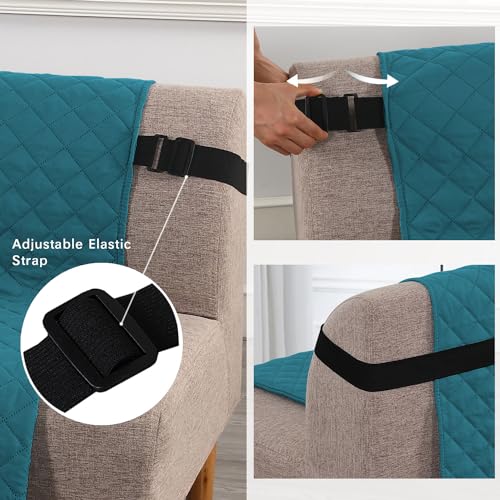 H.VERSAILTEX Reversible Futon Cover Water Repellent Armless Sofa Slipcover Washable Furniture Protector with Adjustable Elastic Strap Anti-Slip Futon Bed Cover for Dogs 70" Width Seat(Dark Teal/Beige) H.VERSAILTEX