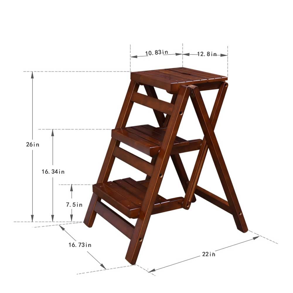 Bidesen 3 Step Stool Wooden Folding Ladder Chair Thickened Library Stair Chair Portable Light Garden Tool Ladder Maximum Load 337bl Bidesen