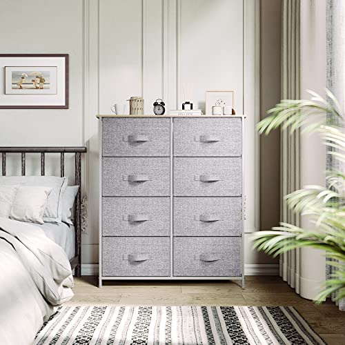 YITAHOME 8 Drawers Dresser - Fabric Storage Tower, Organizer Unit for Bedroom, Living Room & Closets - Sturdy Steel Frame, Easy Pull Fabric Bins & Wooden Top YITAHOME