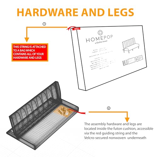 HomePop Upholstered Bergen Convertible Futon Sofa Bed, Modern Sofa Couches for Living Room, Small Spaces, Dorm, Apartment, Gray Woven HomePop