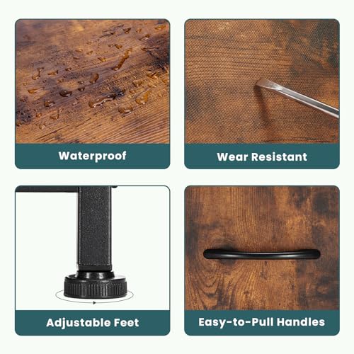 NEWBULIG Dresser for Bedroom, Brown Dresser and TV Stand with 5 Storage Drawers, Dressers & Chests of Drawers with Fabric Bins, Sturdy Metal Frame, Wood Tabletop for Closet, Clothes Organizer NEWBULIG