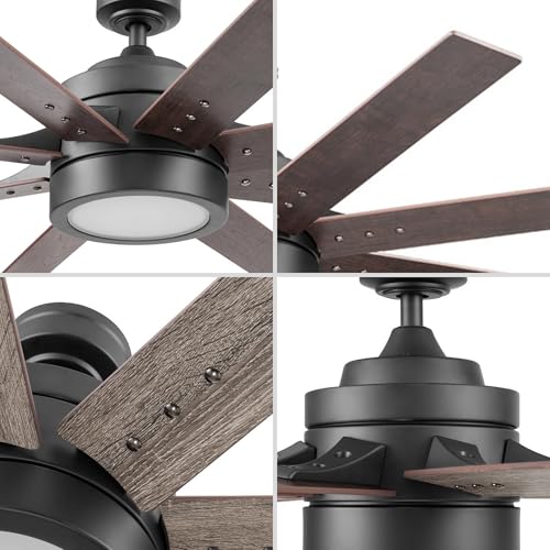 Honeywell Ceiling Fans Xerxes Modern 62 Inch Ceiling Fan with Light, LED Fan with Remote Control, Indoor Fan, 8 Contemporary Blades with Dark Wood and Pine Finish Options, Bronze (51926-01) Honeywell