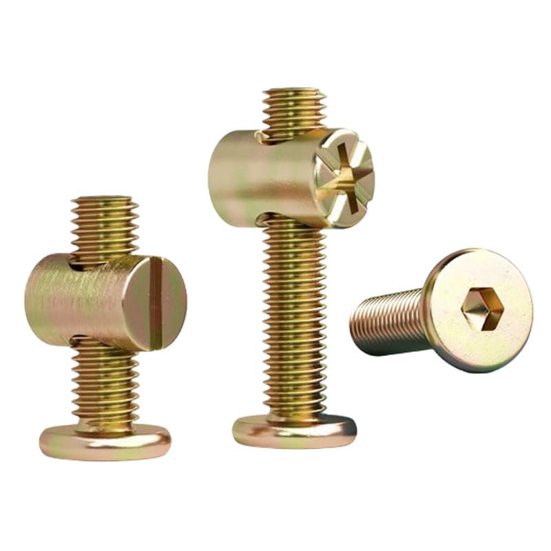 24pcs M6x11mm Barrel Bolts Cross- Dowel Slotted Nuts Baby Bed Crib Screws Hardware Replacement Kit for Bunk Bed Beds Headboards Chairs Furniture Lhazemu