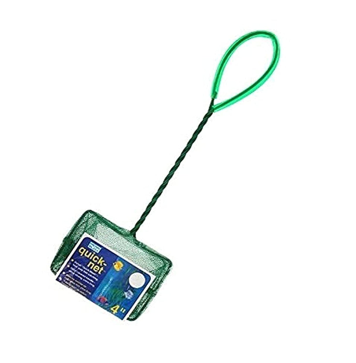 PENN-PLAX (QN4) Quick-Net Aquarium Fish Net – Durable, Strong, and Safe – Color May Vary (Blue, Red, or Green) – 4” x 3” Net – 10” Handle Penn-Plax