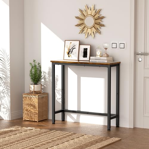 GRLEAF 29.5" Narrow Console Table, Small Entryway Table, Thin Hallway Table Skinny Sofa Side Display Table for Entrance, Bedroom, Living Room, Foyer, Corridor, Office - Rustic Brown (9.5" Deep) GRLEAF