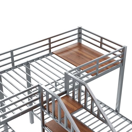 Bellemave Triple Metal Bunk Bed for 3 Kids, Twin Over Twin Over Twin Size Bunk Bed Bellemave